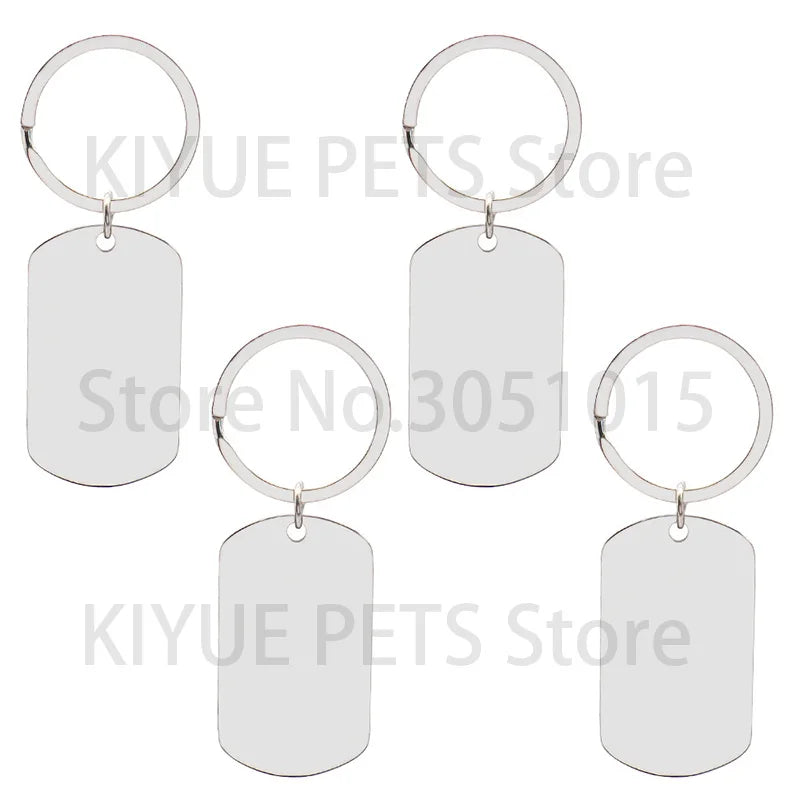 10 Pcs Blank ID Tag Stainless Steel Military  Name Plate Keychain For DIY Accessories Custom Logo Name Women Men Keychain Ring