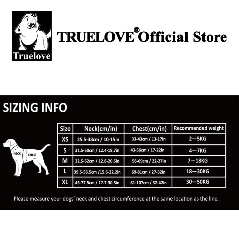 TRUE LOVE Pet Harness No Pull Nylon Reflective Dog Harness Adjustable Comfortable Control Step-in Brilliant Truelove TLH5654 Beauty World Shop