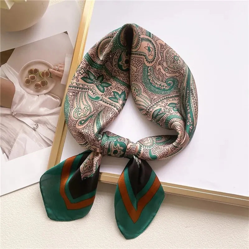 Luxury Silk Feeling Shawl Square Scarf Women Spring Hijab Fashion Wraps Neckerchief Female Hair Bands Ribbon Headband Bandana Beauty World Shop