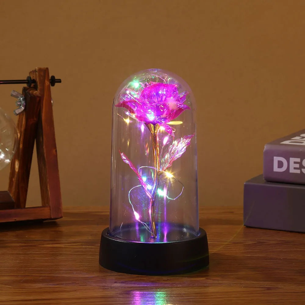 1pc Hot LED Enchanted Galaxy Rose Eternal Beauty Rose With Fairy Lights in Dome for Valentine's Day Wedding Party Mother's Day Beauty World Shop