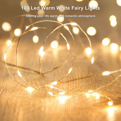 USB Led Fairy Lights Copper Wire String 20M 200LED Holiday Outdoor Lamp Garland For Christmas Tree Wedding Party Decoration Beauty World Shop