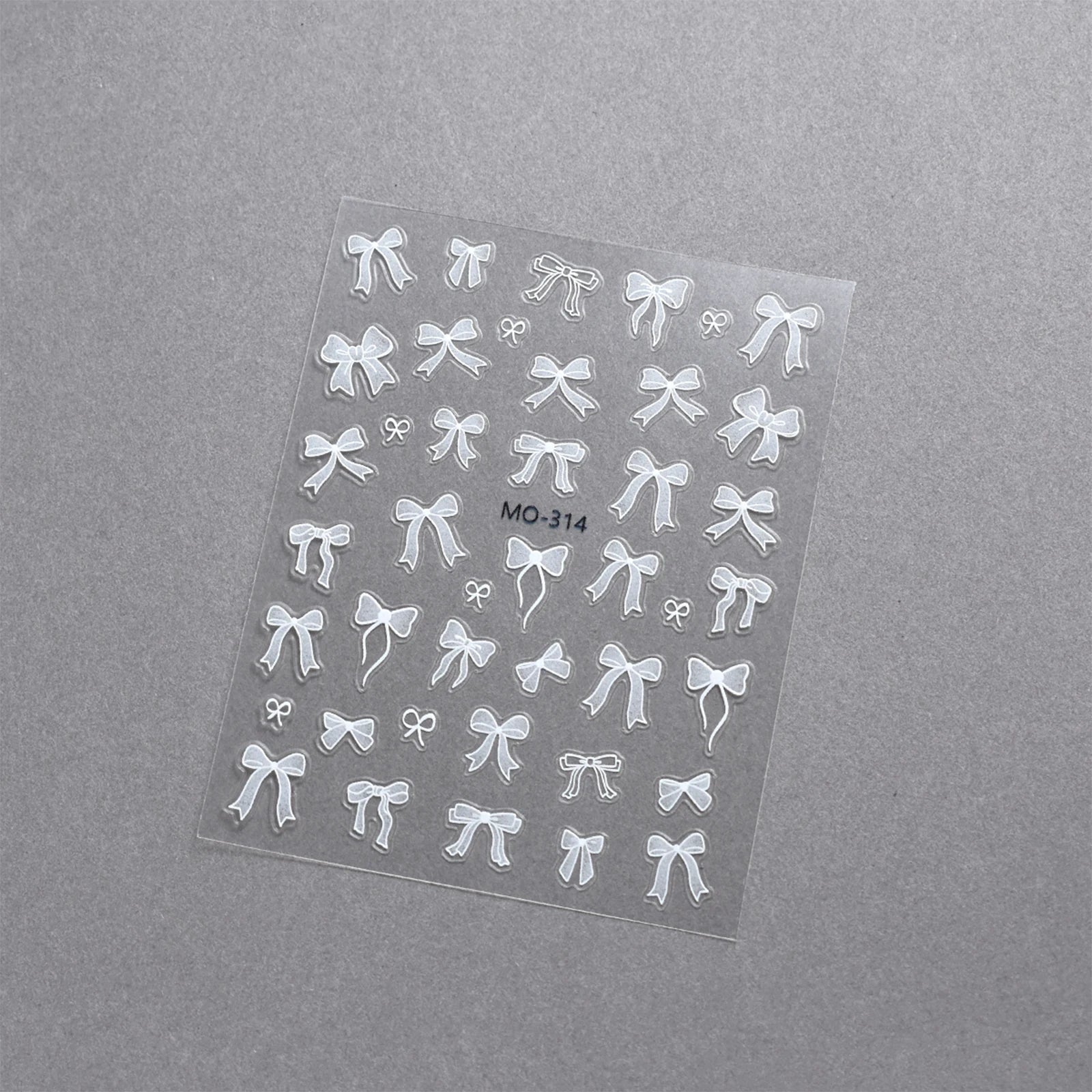 Bowknot Nail Stickers 3D Relief White Ribbon Cute Sweet Pink Self-Adhesive Nail Art Decoration Decals For Nail Tips Manicures Beauty World Shop