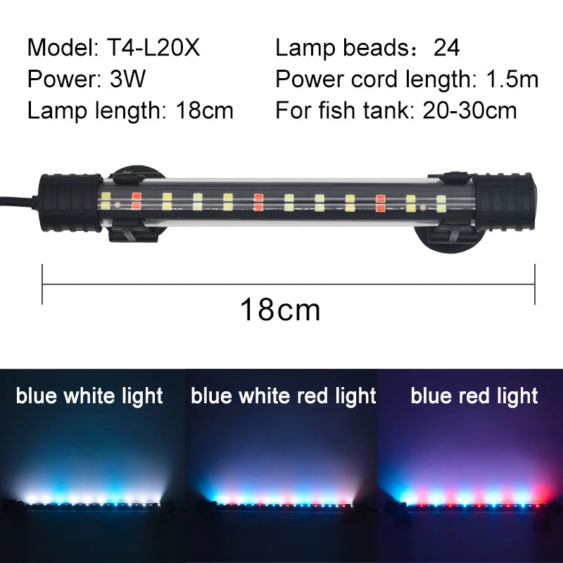 Waterproof LED Aquarium Light Fish Tank Underwater Lamp Clip Light Aquariums Decor Lighting Submersible Lamp Plant Grow 220-240V Beauty World Shop