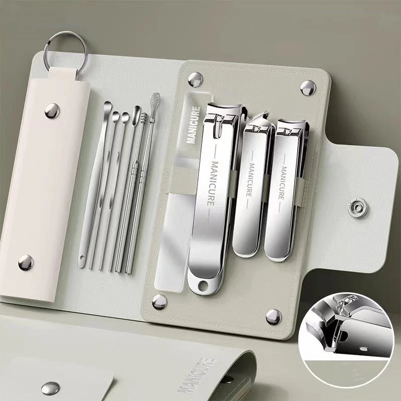 Ouriner 6-18Pcs Portable Manicure Sets Pedicure Kits Bright Black Nail Clipper Set Personal Care Tools Eyebrow Scissors Beauty World Shop