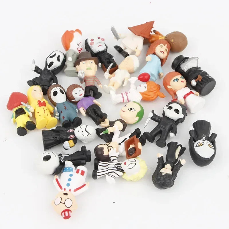 24Pcs/Set Horror Movie Characters V for Vendetta Chucky Freddy Jason Scary Saw PVC Action Figures Toys Beauty World Shop