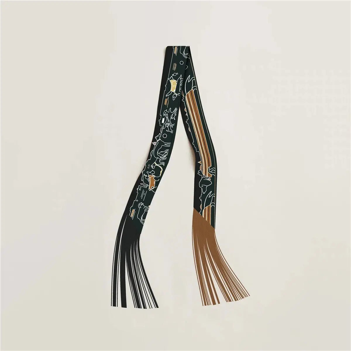 130x5cm Tassel Cashew Print Scarf Women's All-season Twill Silk Decorative Ribbon Multi-purpose Bag Hair Tie Belt Scarf Beauty World Shop