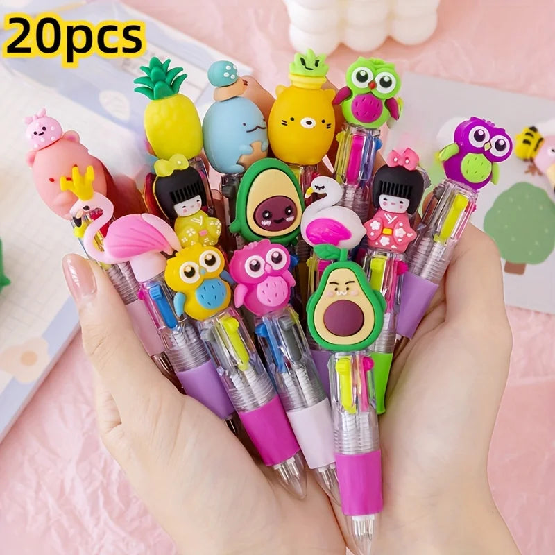 5-20Pcs/Lot Cute Cartoon 4 Color Mini Ballpoint Pen KawaiiUnicorn Flamingo Retractable Stationery Gift SchooOoffice Supplies Beauty World Shop