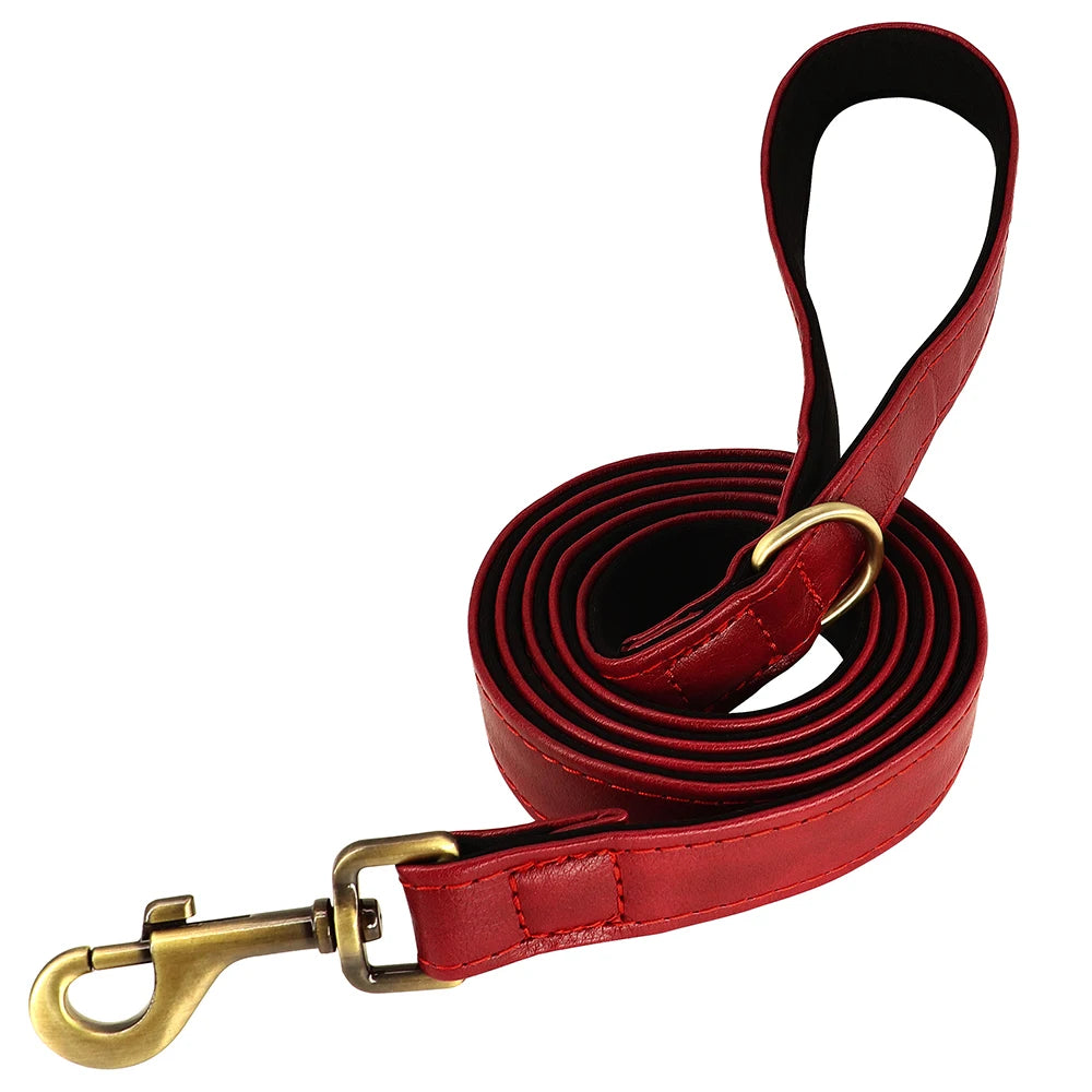 Customized Leather Dog Collar Leash Set Soft Padded Leather Collar For Small Medium Large Dogs With Free Engraved Nameplate Beauty World Shop