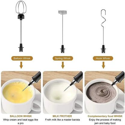 Wireless Rechargeable Electric Milk Frother - 3 Speeds, Handheld Foam Maker for Latte, Cappuccino, Hot Chocolate - USB Rechargea Beauty World Shop