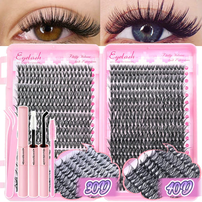DIY Lash Extension Kit Clusters Individual Eyelashes Kit 9-16mm with Bond and Seal Wispy Natural Mange Lashes Beauty World Shop