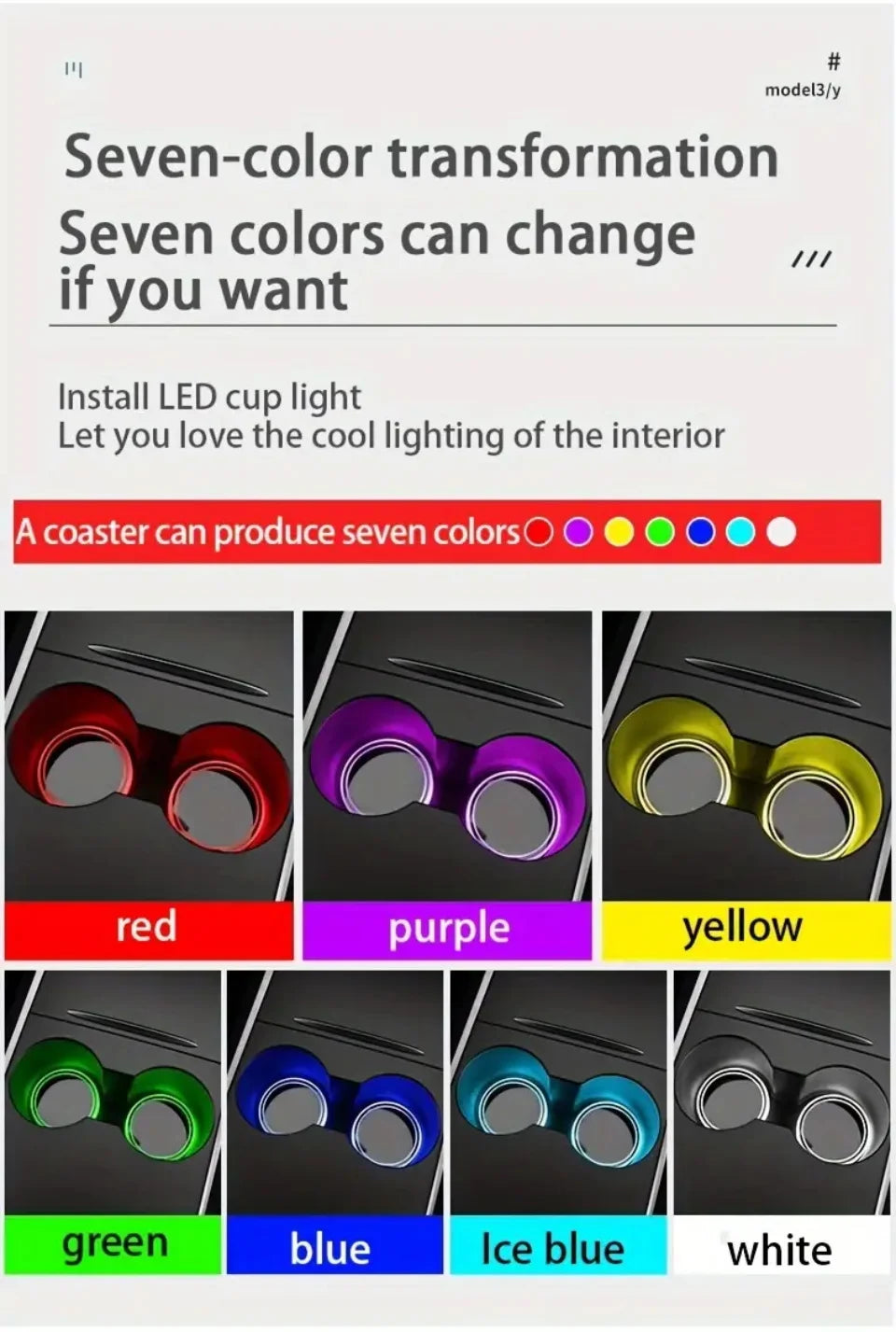 7 Colors Car Coasters Cup Holder LED Light Mats Bottle Light Sensor Atmosphere Interior Accessories Universal Beauty World Shop