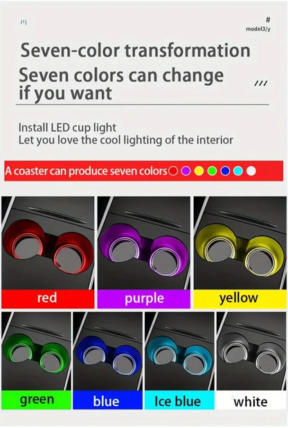 7 Colors Car Coasters Cup Holder LED Light Mats Bottle Light Sensor Atmosphere Interior Accessories Universal Beauty World Shop