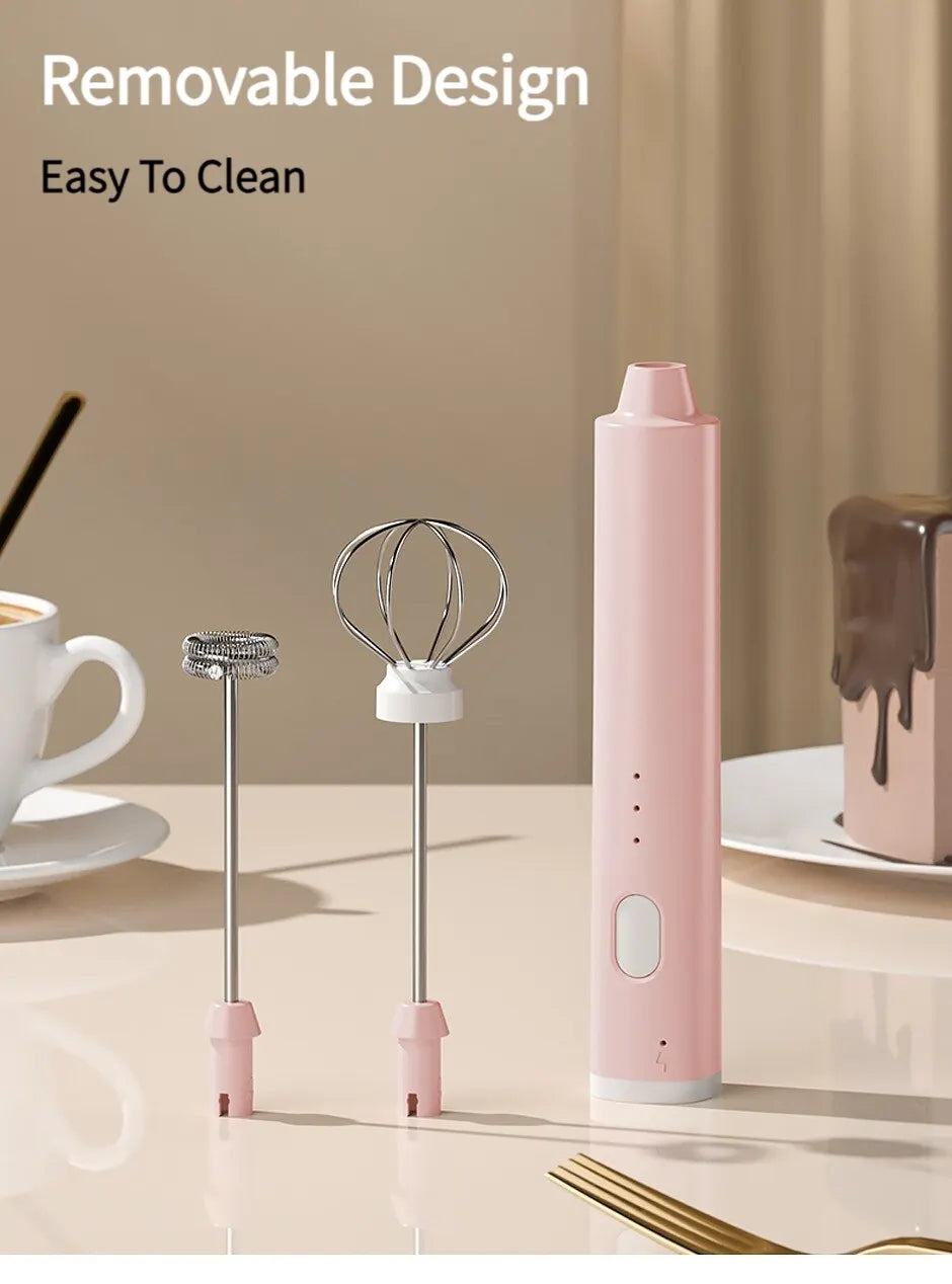 1 PCS USB Rechargeable Handheld Egg Beater 3 Speeds Electric Milk Frother Foam Maker Mixer Coffee Drink Frothing Wand Foamer Beauty World Shop