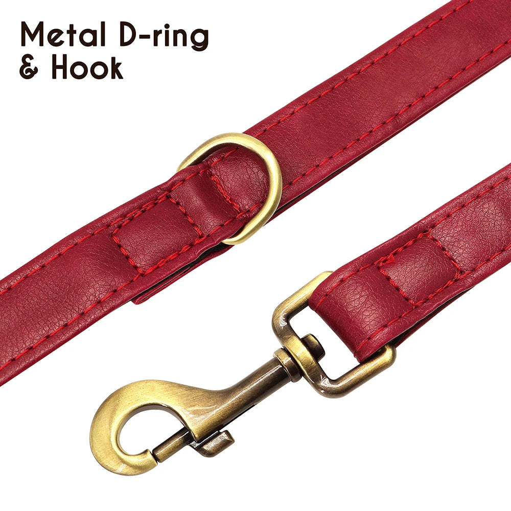 Customized Leather Dog Collar Leash Set Soft Padded Leather Collar For Small Medium Large Dogs With Free Engraved Nameplate Beauty World Shop