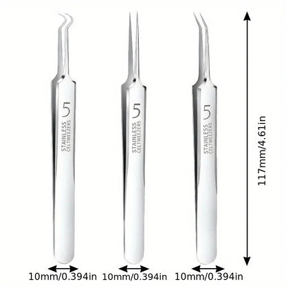 Easy-To-Use Stainless Steel Acne Extractor Set - Hypoallergenic Beauty Tweezers For Clear Skin, Perfect For Beginners Beauty Fashion