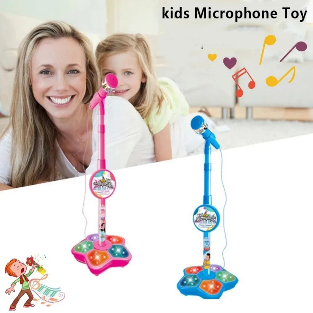 Kids Rocking-Roll Microphone with Stand Karaoke Song Music Instrument Toys Brain-Training Educational Toy Birthday Gift Girl Boy Beauty Fashion