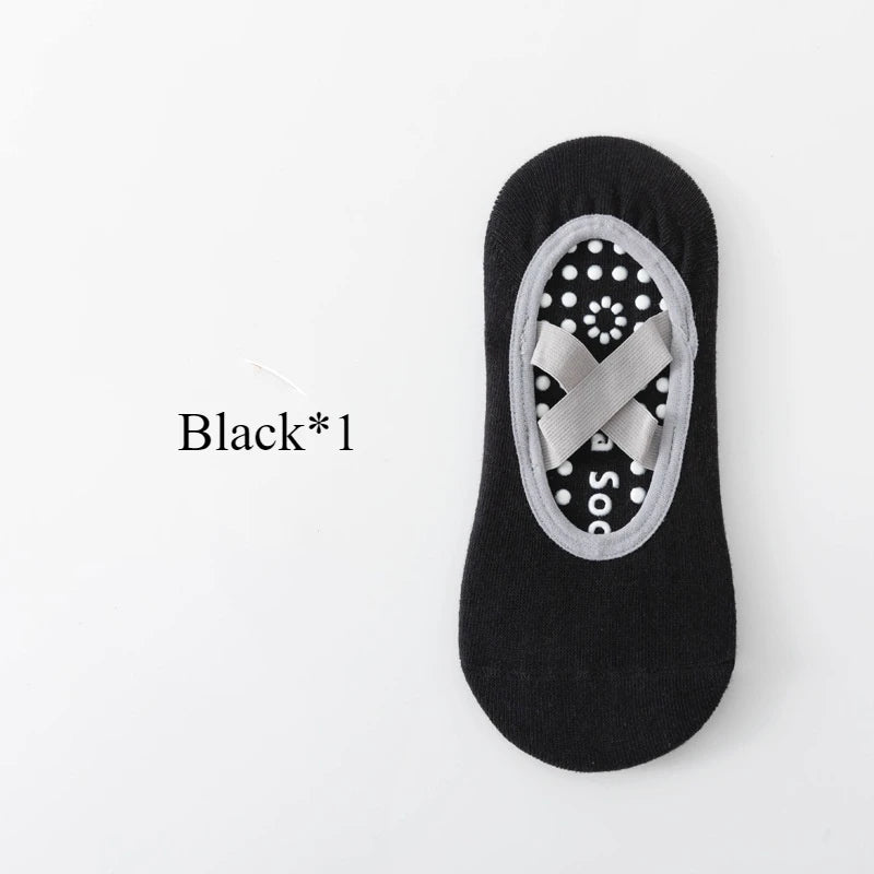 1/ 3Pair Professional Women Yoga Sock Silicone Anti-slip Ballet Pilates Socks Women Backless Breathable Bandage Yoga Sport Socks Beauty World Shop