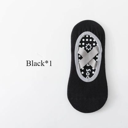 1/ 3Pair Professional Women Yoga Sock Silicone Anti-slip Ballet Pilates Socks Women Backless Breathable Bandage Yoga Sport Socks Beauty World Shop