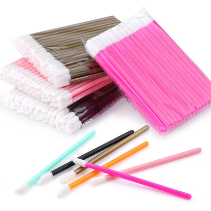 100PCS Lip Brushes Makeup Brush Eyelashes Extension Applicator Lipstick Wands Set For Woman Cosmetic Colourful Make Up Tools Beauty World Shop