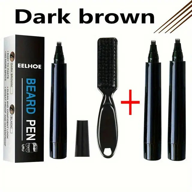 Hot Sale Beard Filling Pen Kit Beard Enhancer Brush Beard Coloring Shaping Tools Waterproof Black Brown Hair Pencil Man Cosmetic Beauty World Shop