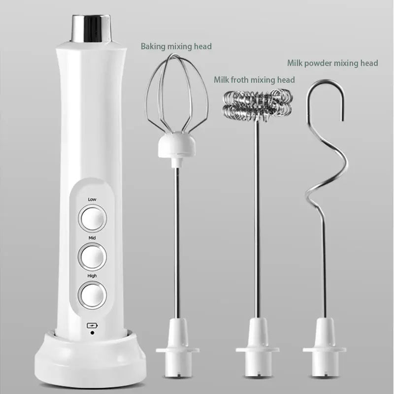 Wireless Milk Foam USB Rechargeable Handheld Electric Foam Maker 3 Speeds for Latte Cappuccino Hot Chocolate Coffee Whisk Mixer Beauty World Shop