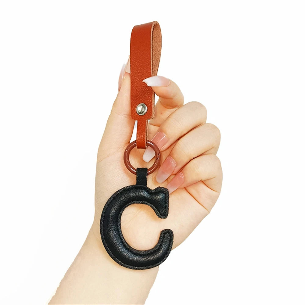 Creative PU Leather 26 Letter Keychains Fashion Alphabet Keyrings Handbag Ornaments Pendant Car Key Holder Accessories Gifts Beauty World Shop