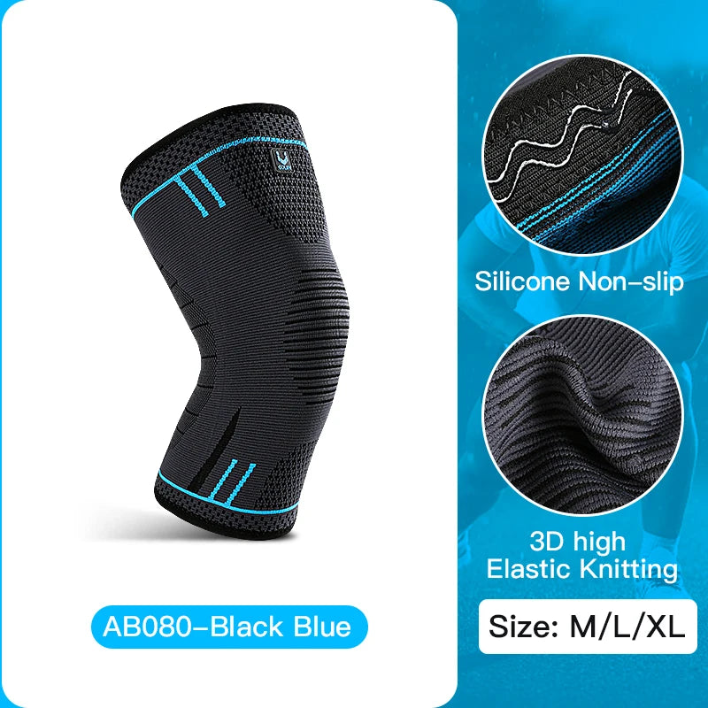 1 Pcs Compression Knee Support Sleeve Elastic Breathable Knee Pads Brace Springs Gym Sports Protector Basketball Volleyball Run Beauty World Shop