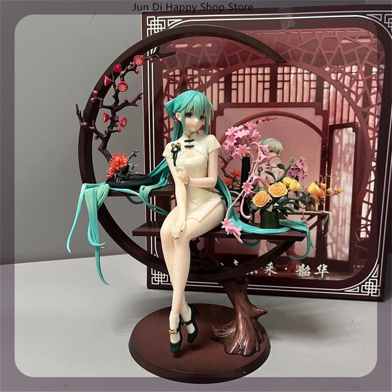 25cm Hatsune Miku In Cheongsam 1/7 Beautiful Girl Figure Model Statue Boys Collection Desktop Decoration Ornament Toys Gifts Beauty World Shop