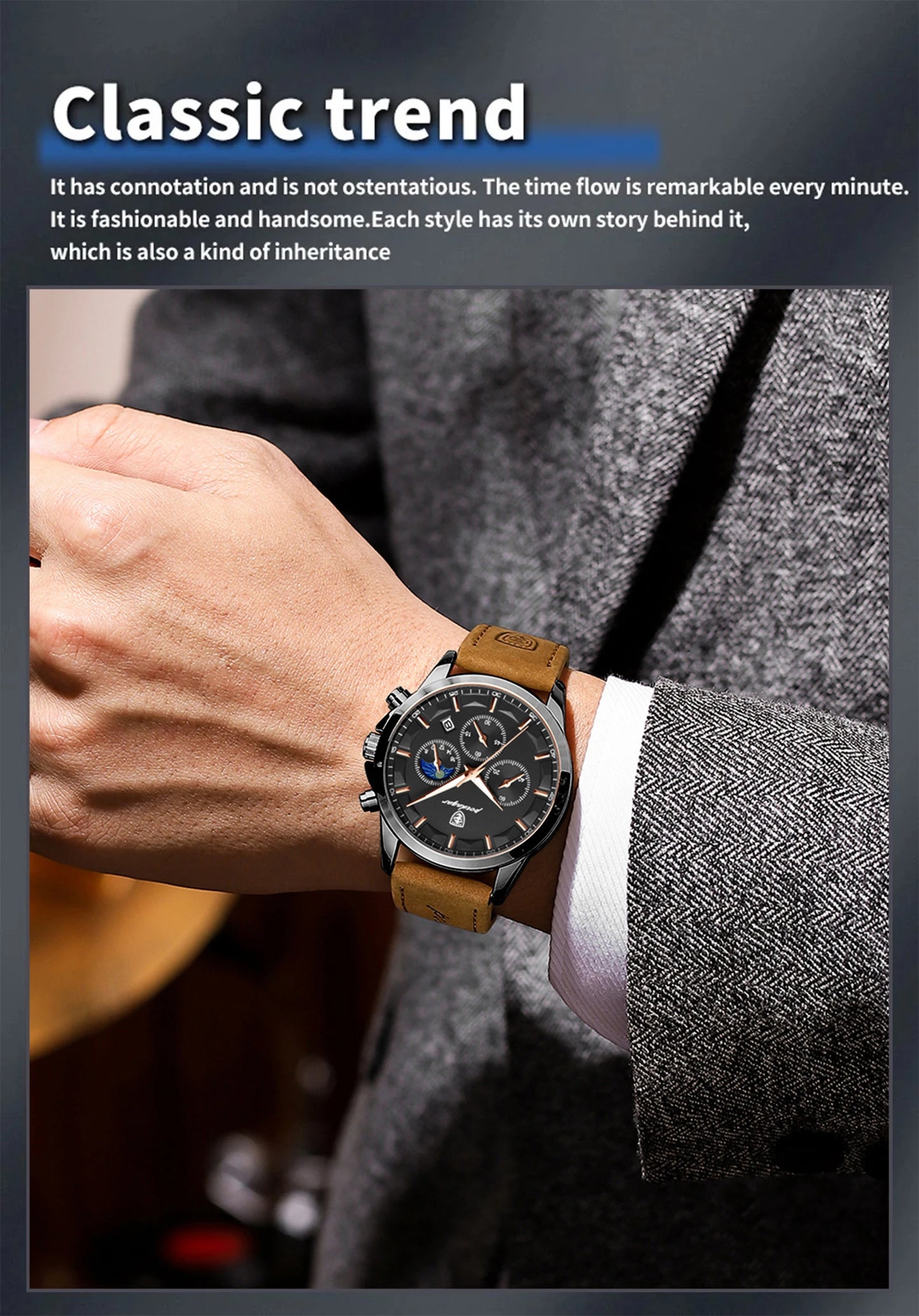 POEDAGAR Original Military Men Clock Waterproof Luminous Leather Quartz Man Watch Chronograph Date Luxury Business Men's Watches Beauty World Shop
