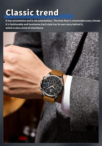 POEDAGAR Original Military Men Clock Waterproof Luminous Leather Quartz Man Watch Chronograph Date Luxury Business Men's Watches Beauty World Shop