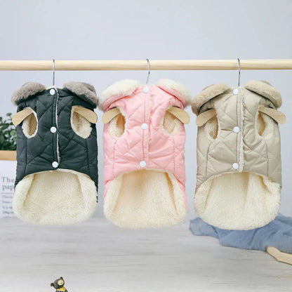 Warm Chihuahua Dog Cat Clothes Winter Fur Collar Small Dogs Puppy Coat Thick Cotton Pet Jacket Outfits Clothes for Small Dog Pug