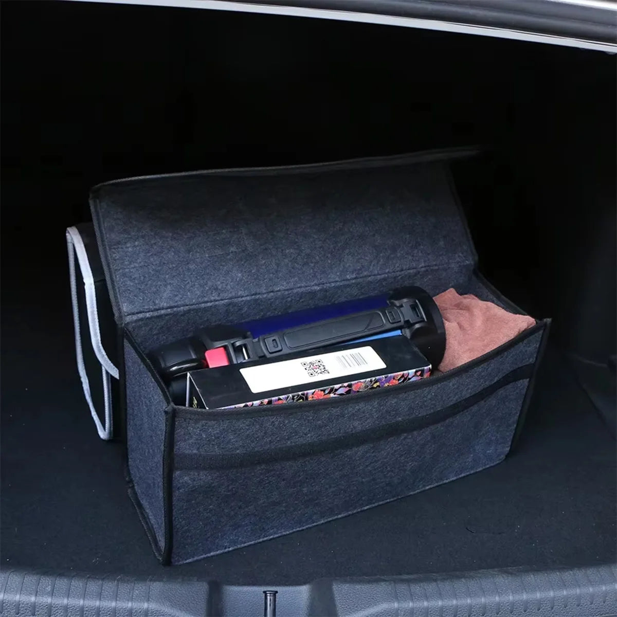 1PC Dark gray car felt storage box car storage bag enlarged and thickened soft felt storage box household storage box Beauty World Shop