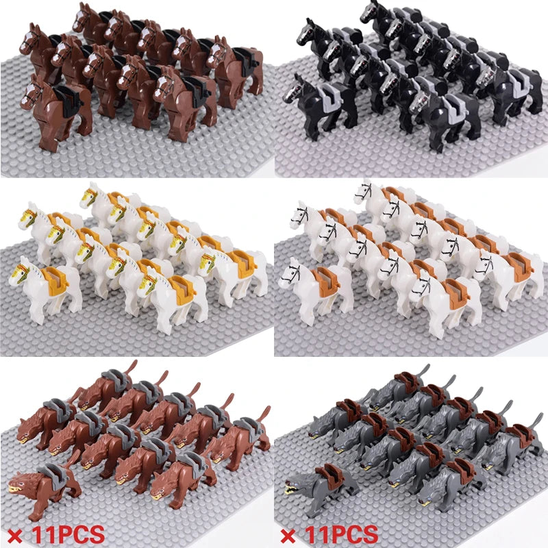 Medieval Military Sets Cavalry Figures War Horse Animals Building Blocks Parts Knight Weapons Accessories Toys for kids gifts Beauty World Shop