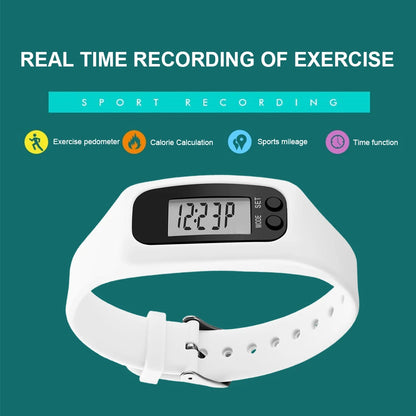 LED Pedometer Bracelet Walking Running Pedometer 12/24H Time Display Silicone Step Tracker Fitness Watch for Outdoor Sports Beauty World Shop