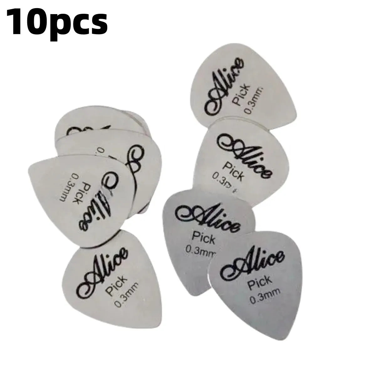 Alice 10Pcs Metal Guitar Pick 0.3mm Thin Durable Silver Color Professional Bass Ukelele Guitar Picks Guitar Amplifier Bass Guita Beauty World Shop