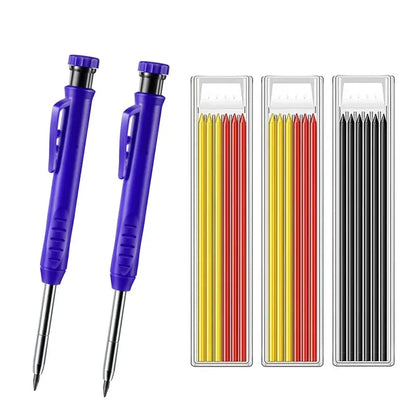 Solid Carpenter Pencil Set Woodworking Tools Mechanical Pencil 5 Colors Refill Construction Job Tools Carpentry Marking Scriber Beauty World Shop