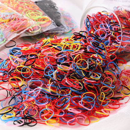 500Pcs/Set Girls Colourful Elastic Disposable Soft Rubber Band Hair Tie Headband Children Ponytail Holder Bands Kids Accessories Beauty Fashion