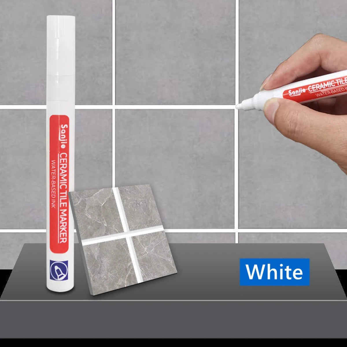 1Pcs Waterproof Ceramic Tile Grout Marker Pen, White Tile Repair Pen with Anti-Mold Filler, Bathroom Floor Tile Gap Cleaning Pen Beauty World Shop