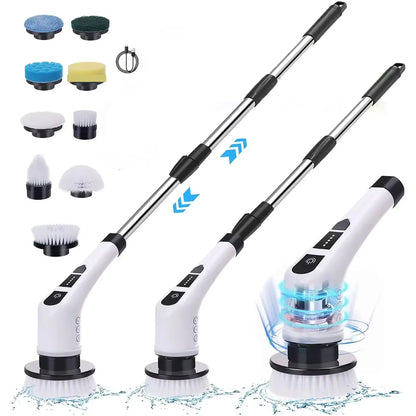 Electric Cleaning Brush:9-in-1 Head,Rotates Flexibly Multifunction Tool for Bathroom, Floors, Corner Gaps and Shower Room Glass Beauty World Shop