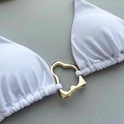 New Sexy Bikini Solid Color Lace-up Split Two-piece Swimsuit for Women Beauty World Shop
