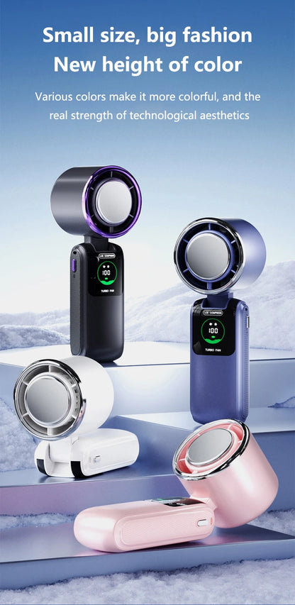 Portable Air Cooling Turbos Handheld Fan 100-Speed Adjustable Refrigeration Cooler 4000mAh LED Display USB Rechargeable