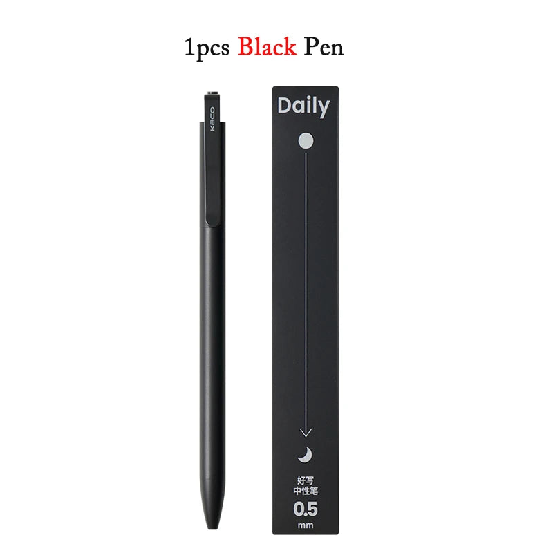 KACO Gel Pens Press Signature Pen Stationery Metal Pen Clip 0.5mm Black Ink Quicking Drying Large Capacity 800M Smooth Writing Beauty World Shop