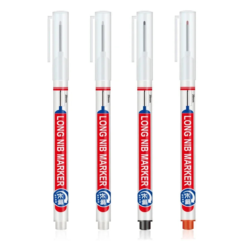 4Pcs/Set 20mm Deep Hole Long Nib Head Markers For Metal Perforating Pen Waterproof Bathroom Woodworking Decoration Multi-Purpose Beauty World Shop