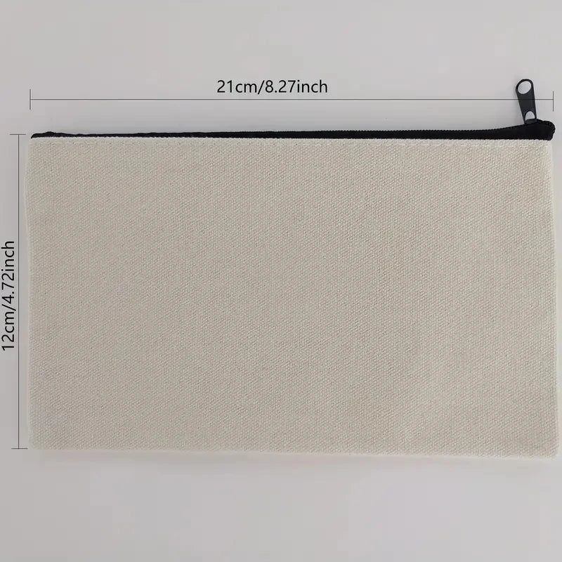 5pcs Blank Canvas Zipper Pouch Bulk, Makeup Bag Pencil Case For Cosmetic & DIY Crafts, Independence Day Beauty World Shop