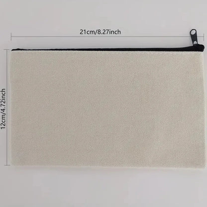 5pcs Blank Canvas Zipper Pouch Bulk, Makeup Bag Pencil Case For Cosmetic & DIY Crafts, Independence Day Beauty World Shop