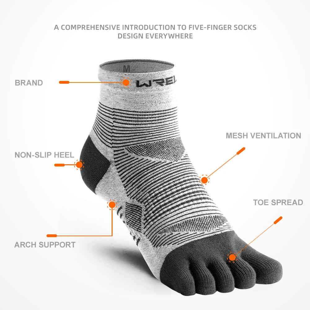WRELS Coolmax Sports Socks Comfy Elastic Shock-proof Breathable Run Knitted Socks High Performance Athletic Five Toe Socks Beauty World Shop