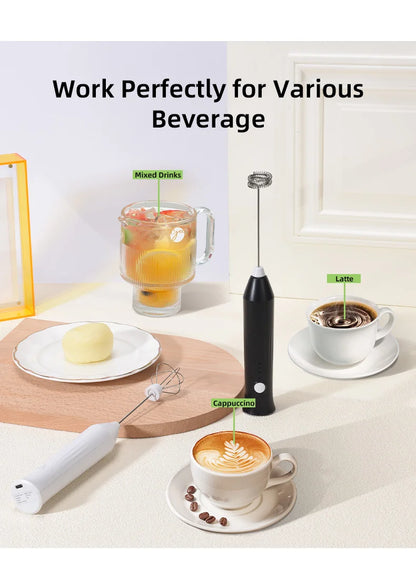 Wireless Milk Frother Electric Type-C Handheld Blender Stainless Steel Mini Coffee Maker Whisk Mixer For Coffee Cappuccino Cream Beauty World Shop