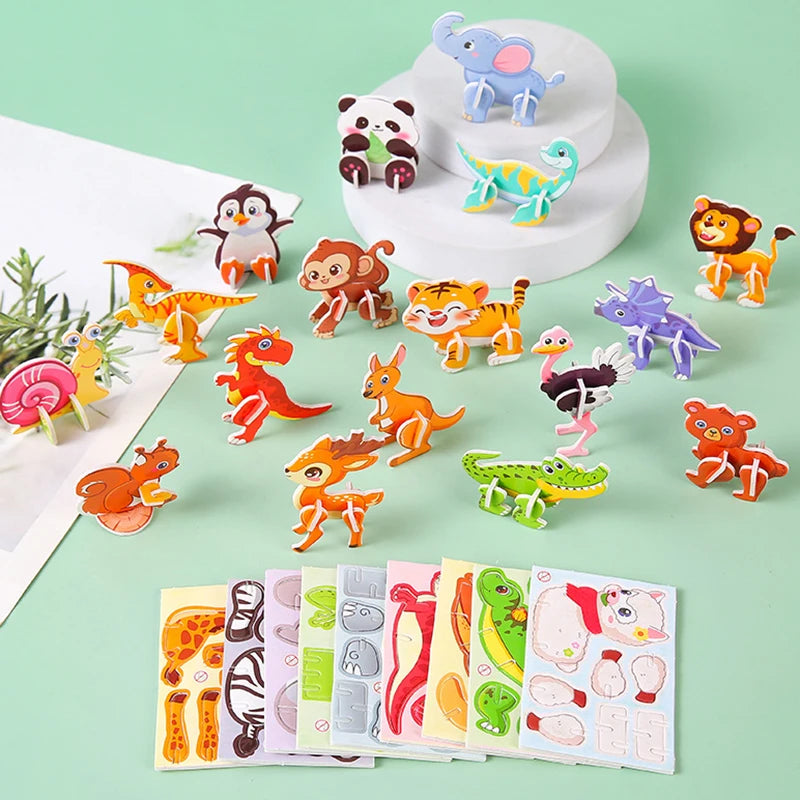 30pcs 3D Jurassic Dinosaur Cute Animals Enlightenment Paper Puzzle Puzzle Puzzle Cartoon Learning Education Puzzle Christmas Toy Beauty World Shop
