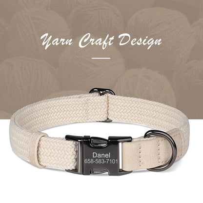 Custom Dog Collar Dog Durable Nylon Dog Collars Free Engraved Pet Name Buckle Necklace Adjustable for Small Medium Large Dogs