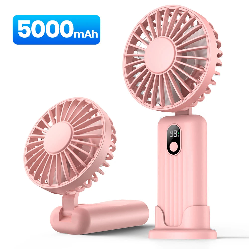 TOPK Portable Mini Fan,2400mAh USB Rechargeable Hand Neck Fan 3in1 Personal Electric Fan Standing Fans for Room Camping Foldable Beauty World Shop